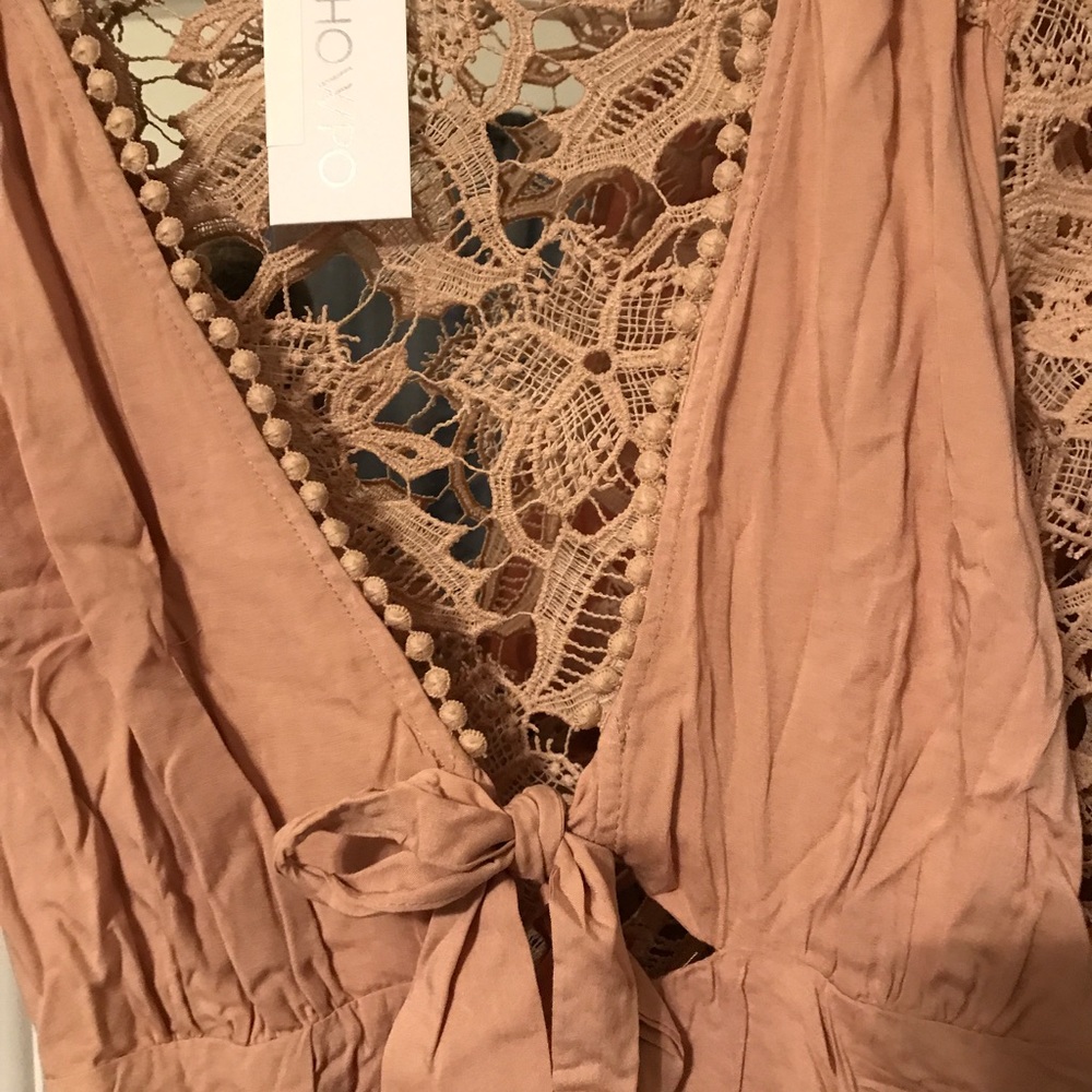 Showpo long sleeve lace front tie Romper - Picture 4 of 5